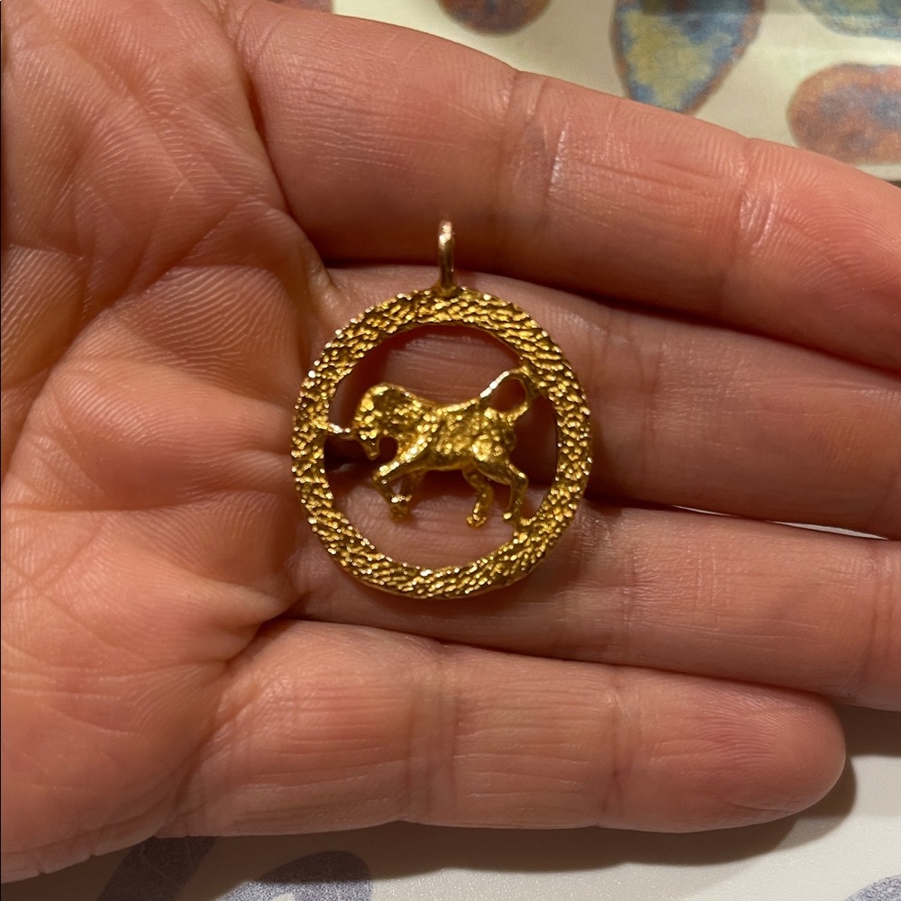 14k Gold Taurus Pendant